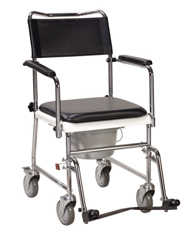 Drive Medical 11120sv-1 Portable Upholstered Wheeled Drop Arm Bedside Commode, Silver Vein - Owl Medical Supplies