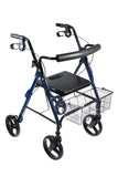 Drive Medical 750nb DLite Lightweight Walker Rollator with 8" Wheels and Loop Brakes, Blue - Owl Medical Supplies
