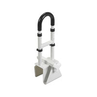 Bathtub Grab Bar Safety Rail, Clamp-On, Parallel, 300 lb, White
