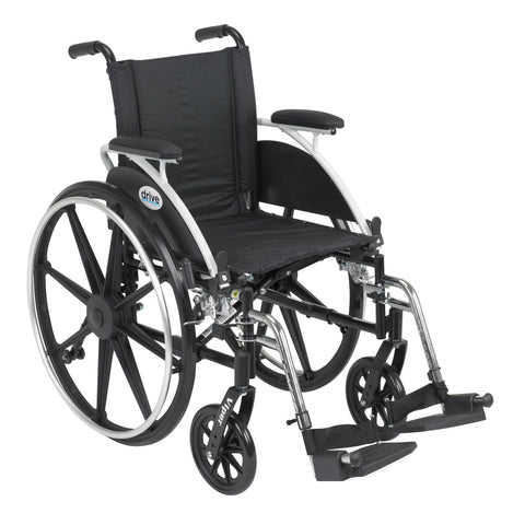 Drive Medical l414dda-sf Viper Wheelchair with Flip Back Removable Arms, Desk Arms, Swing away Footrests, 14" Seat - Owl Medical Supplies
