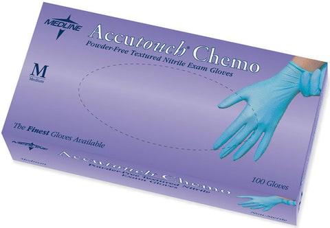 Medline MDS192086 Accutouch Chemo Powder Free Nitrile Exam Gloves, Blue, Size Large - Owl Medical Supplies