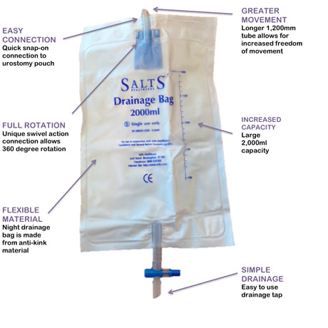 Salts ZL0400 Confidence Gold Night Drainage Bag, Size 2000ml - Owl Medical Supplies