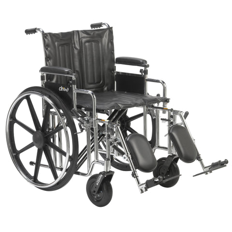 Drive Medical std20adda-elr Sentra Extra Heavy Duty Wheelchair, Detachable Adjustable Height Desk Arms, Elevating Leg Rests, 20" Seat - Owl Medical Supplies