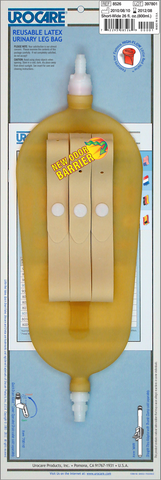 Urocare 8526 Reusable Latex Urinary Leg Bag, Short-Wide 26 Fl.oz./800ml - Owl Medical Supplies