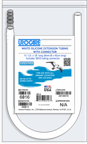 Urocare 6016 White-Silicone Extension Tube, 18" With #6010 Tubing Connector - Owl Medical Supplies
