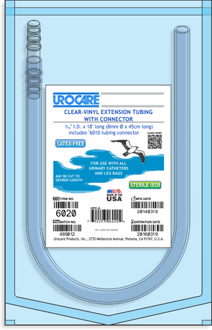 Urocare 6020 Clear-Vinyl Extension Tube, 18" With #6010 Tubing Connector Sterile - Owl Medical Supplies
