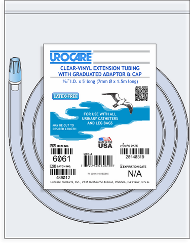 Urocare 6061 Clear-Vinyl Extension Tube, 60" With Adaptor & Cap - Owl Medical Supplies