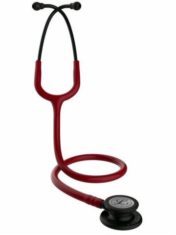 3M 5868 Littmann Classic III Monitoring Stethoscope, Black-Finish Chestpiece and Stem, Burgundy Tube, 27 in - Owl Medical Supplies