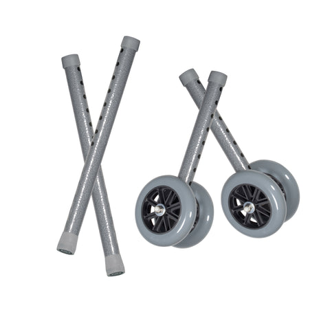 Drive Medical 10118csv Heavy Duty Bariatric Walker Wheels, with Extension Legs, 5", 1 Pair - Owl Medical Supplies