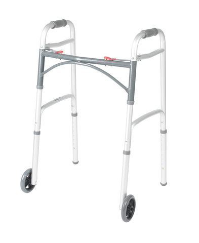 Drive Medical 10210-1 Deluxe Two Button Folding Walker with 5" Wheels - Owl Medical Supplies