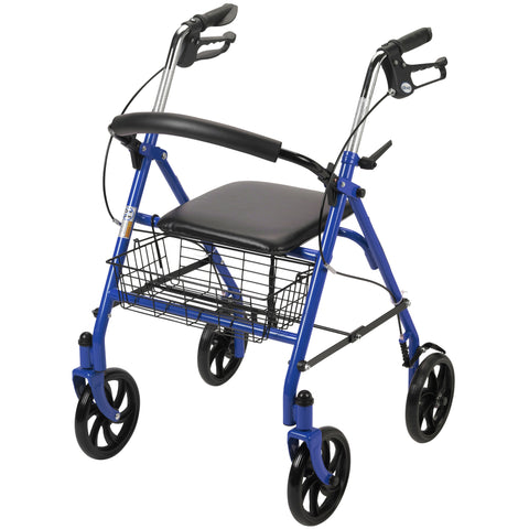 Drive Medical 10257bl-1 Four Wheel Walker Rollator with Fold Up Removable Back Support, Blue - Owl Medical Supplies