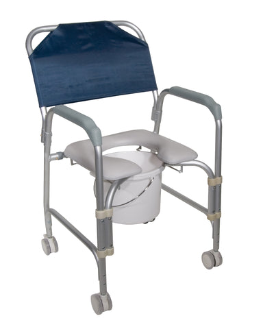 Drive Medical 11114kd-1 Lightweight Portable Shower Commode Chair with Casters - Owl Medical Supplies