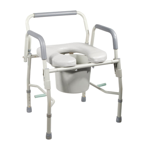 Drive Medical 11125pskd-1 Steel Drop Arm Bedside Commode with Padded Seat and Arms - Owl Medical Supplies