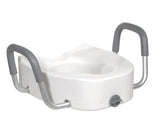 Drive Medical 12013 Premium Plastic Raised Toilet Seat with Lock and Padded Armrests, Elongated - Owl Medical Supplies