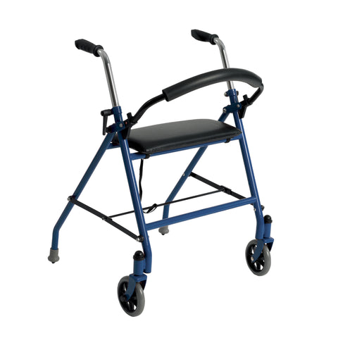 Drive Medical 1239bl Two Wheeled Walker with Seat, Blue - Owl Medical Supplies