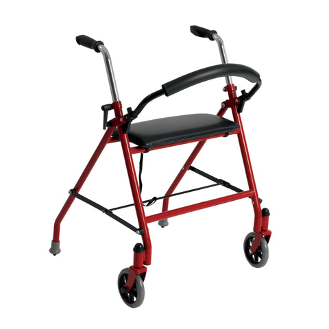 Drive Medical 1239rd Two Wheeled Walker with Seat, Red - Owl Medical Supplies