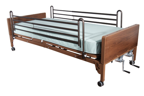 Drive Medical 15003bv-pkg-2 Multi Height Manual Hospital Bed with Full Rails and Foam Mattress - Owl Medical Supplies