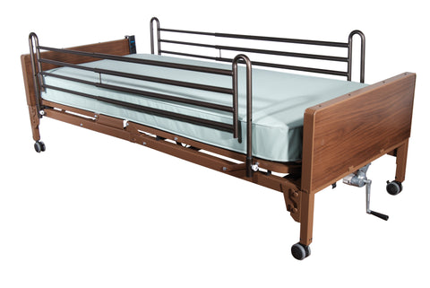 Drive Medical 15004bv-pkg-t Semi Electric Hospital Bed with Full Rails and Therapeutic Support Mattress - Owl Medical Supplies