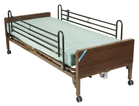 Drive Medical 15030bv-pkg-2 Delta Ultra Light Semi Electric Hospital Bed with Full Rails and Foam Mattress - Owl Medical Supplies