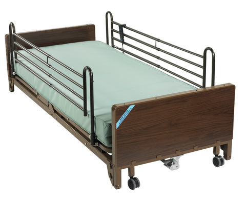 Drive Medical 15235bv-pkg Delta Ultra Light Full Electric Low Hospital Bed with Full Rails and Innerspring Mattress - Owl Medical Supplies
