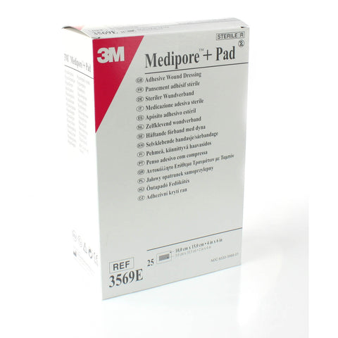 3M 3566E Medipore + Pad Soft Cloth Adhesive Wound Dressing 10cm x 10cm - Owl Medical Supplies