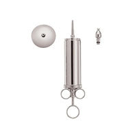 Metal Ear Syringe, Chrome Plated, with Shield/Two Tip, OR Quality, 4 oz
