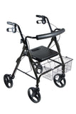 Drive Medical 750nbk DLite Lightweight Walker Rollator with 8" Wheels and Loop Brakes, Midnight Black - Owl Medical Supplies