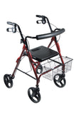 Drive Medical 750nr DLite Lightweight Walker Rollator with 8" Wheels and Loop Brakes, Red - Owl Medical Supplies