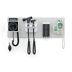Welch Allyn Green Series 777 Integrated Wall Systems, PanOptic Ophthalmoscope with Cobalt Blue Filter and Corneal Viewing Lens, Macroview Halogen Otoscope with Throat Illuminator, BP Aneroid, and SureTemp Plus Thermometer (77795-2MPX)