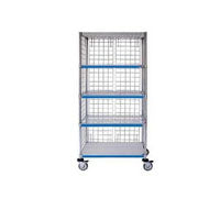 Cart, Mobile Wire Shelving, 5-Tier, Enclosed Braking Complete Units