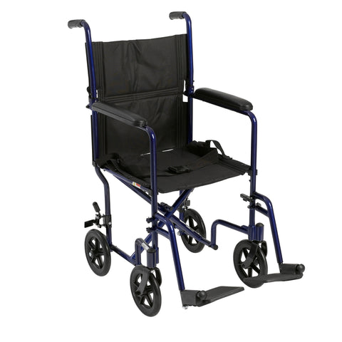 Drive Medical atc17-bl Lightweight Transport Wheelchair, 17" Seat, Blue - Owl Medical Supplies