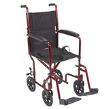 Drive Medical atc17-rd Lightweight Transport Wheelchair, 17" Seat, Red - Owl Medical Supplies