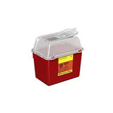 BD BD305343 Sharps Collector, Multi-Use, Nestable, Hinge Cap, 8qt, Clear Top, Red Base
