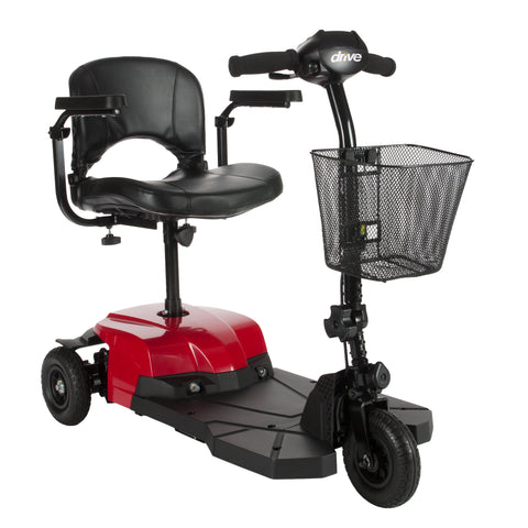 Drive Medical bobcatx3 Bobcat X3 Compact Transportable Power Mobility Scooter, 3 Wheel, Red - Owl Medical Supplies