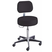 Exam Stool, Pneumatic, with Back and Seamless Upholstery