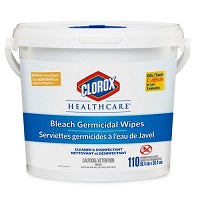 Clorox Canada CL01309 Clorox Healthcare Bleach Germicidal Disinfectant Wipes, Tub