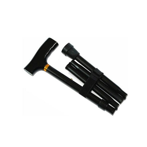 Cardinal Health CNE116BLKR Folding Cane, Adjustable, 250 lb, OD 16mm Tip, Black