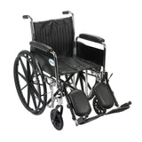 Drive Medical cs16dfa-elr Chrome Sport Wheelchair, Detachable Full Arms, Elevating Leg Rests, 16" Seat - Owl Medical Supplies