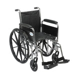 Drive Medical cs16dfa-sf Chrome Sport Wheelchair, Detachable Full Arms, Swing away Footrests, 16" Seat - Owl Medical Supplies