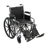 Drive Medical cs18dda-elr Chrome Sport Wheelchair, Detachable Desk Arms, Elevating Leg Rests, 18" Seat - Owl Medical Supplies