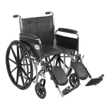 Drive Medical cs20dfa-elr Chrome Sport Wheelchair, Detachable Full Arms, Elevating Leg Rests, 20" Seat - Owl Medical Supplies