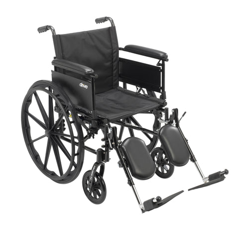 Drive Medical cx416adfa-elr Cruiser X4 Lightweight Dual Axle Wheelchair with Adjustable Detachable Arms, Full Arms, Elevating Leg Rests, 16" Seat - Owl Medical Supplies