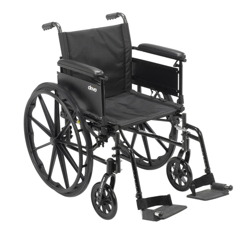 Drive Medical cx416adfa-sf Cruiser X4 Lightweight Dual Axle Wheelchair with Adjustable Detachable Arms, Full Arms, Swing Away Footrests, 16" Seat - Owl Medical Supplies