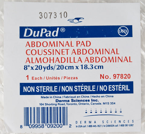 Derma Sciences 97820 Dupad Abdominal Pad Non-Sterile 8" x 20 Yards - Owl Medical Supplies
