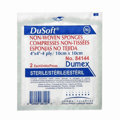 Derma Sciences 84143 Dusoft Non-Woven Sponges Sterile 4" x 3", 4-Ply (2/Pack) - Owl Medical Supplies