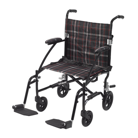 Drive Medical dfl19-blk Fly Lite Ultra Lightweight Transport Wheelchair, Black - Owl Medical Supplies