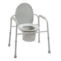 Deluxe All-In-One Welded Steel Commode with Plastic Armrests