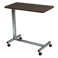 Drive Medical DRV13067 Non-Tilt Overbed Table, Walnut Top Silver Vein Base and Mast