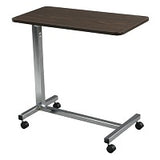 Non-Tilt Overbed Table, Walnut Top Silver Vein Base and Mast