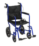 Drive Medical exp19ltbl Lightweight Expedition Transport Wheelchair with Hand Brakes, Blue - Owl Medical Supplies